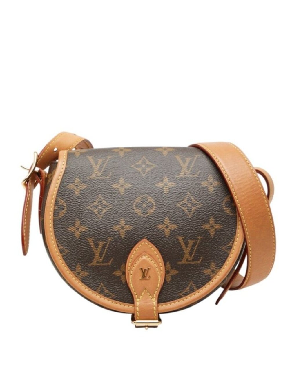 Louis Vuitton Monogram Tambourine Crossbody Shoulder Bag Brown Leather